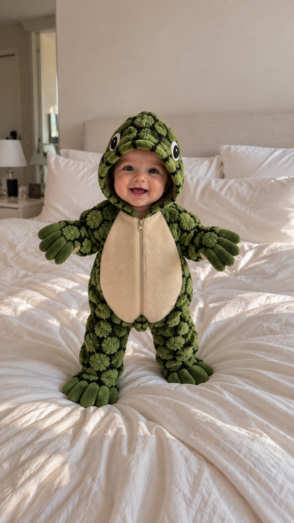 Bébé portant le pyjama tortue Ma Tortue
