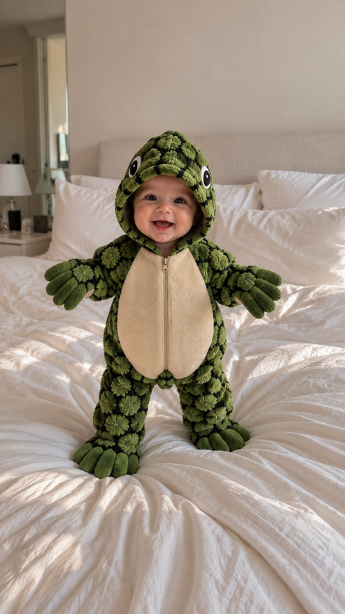 Bébé portant le pyjama tortue Ma Tortue